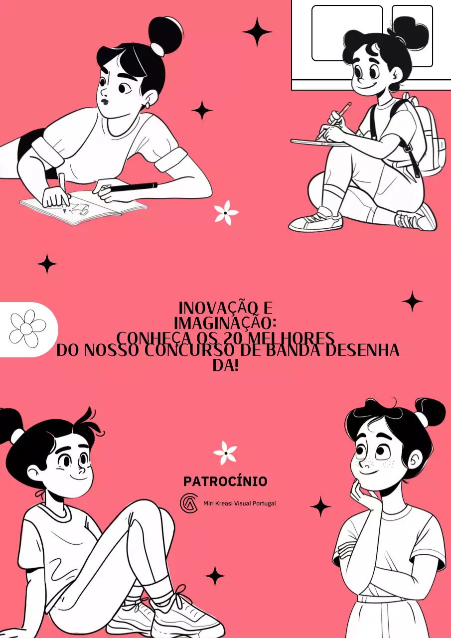 Anúncio do concurso de banda desenhada cor-de-rosa
