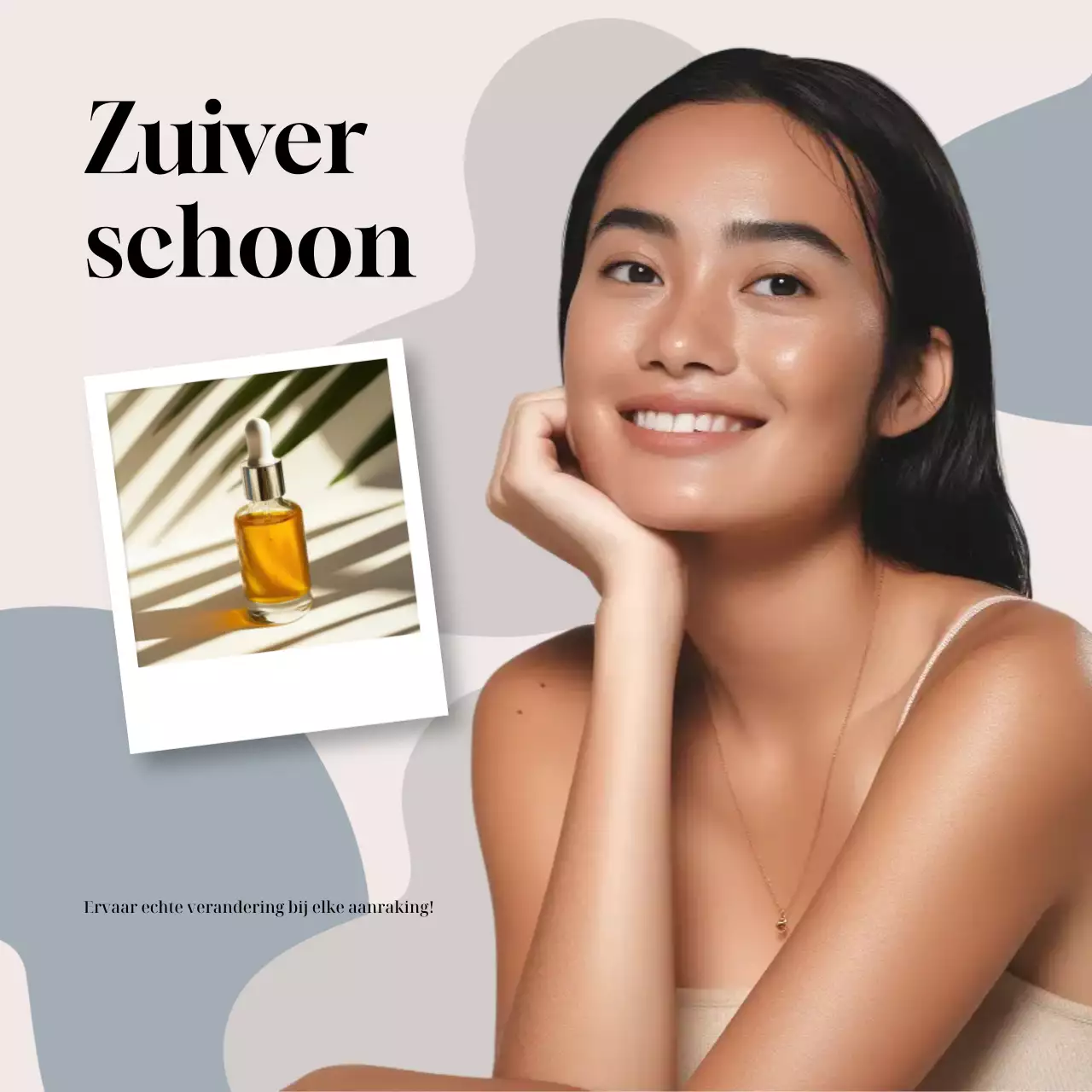 Advertentie voor beige moderne huidverzorging