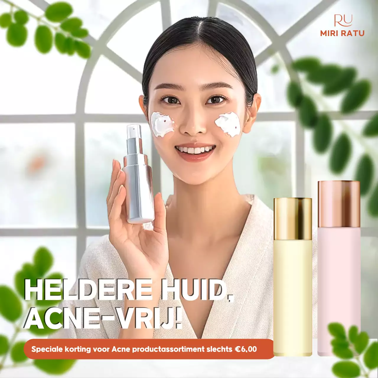 Advertentie voor groene moderne huidverzorging