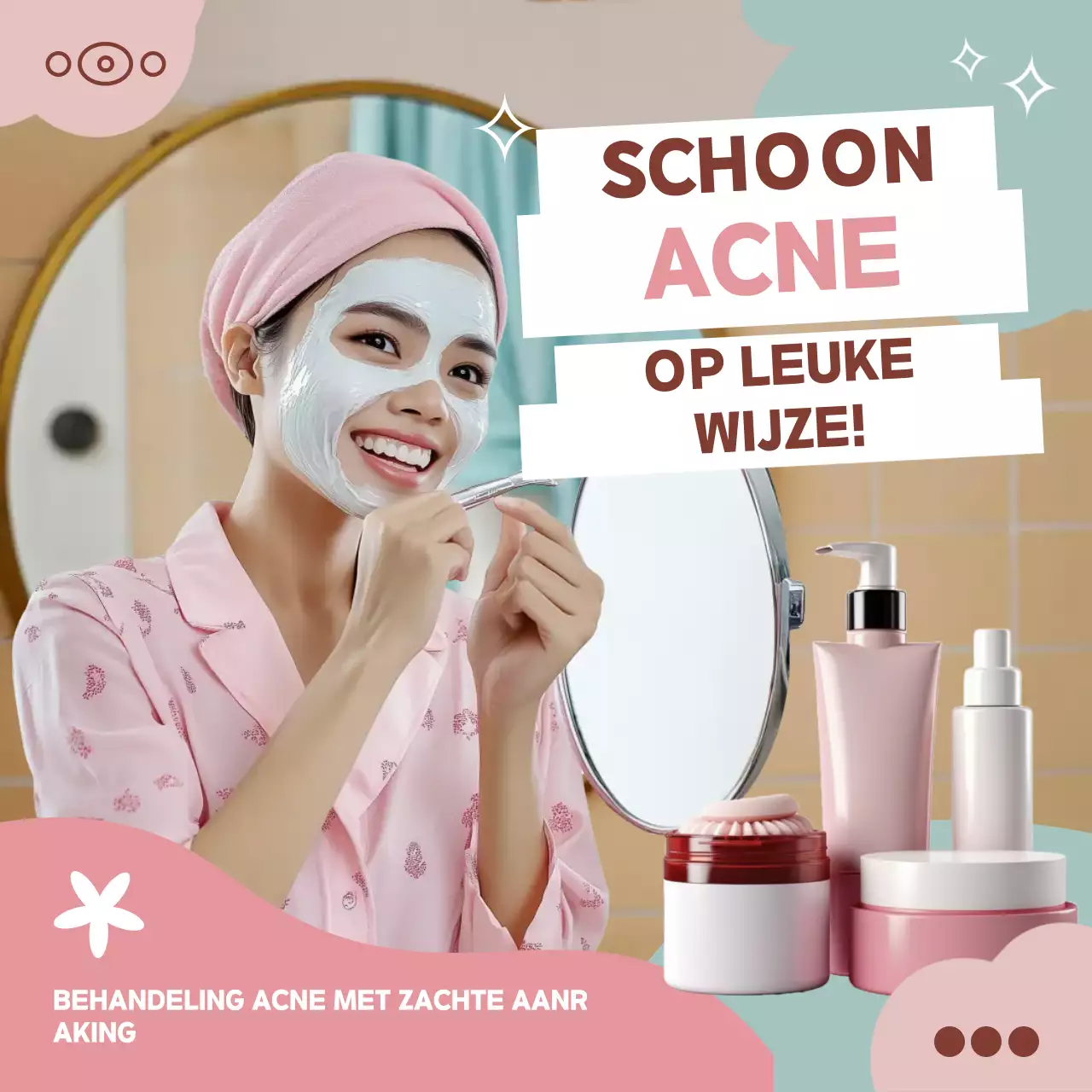 Advertentie voor roze moderne huidverzorging