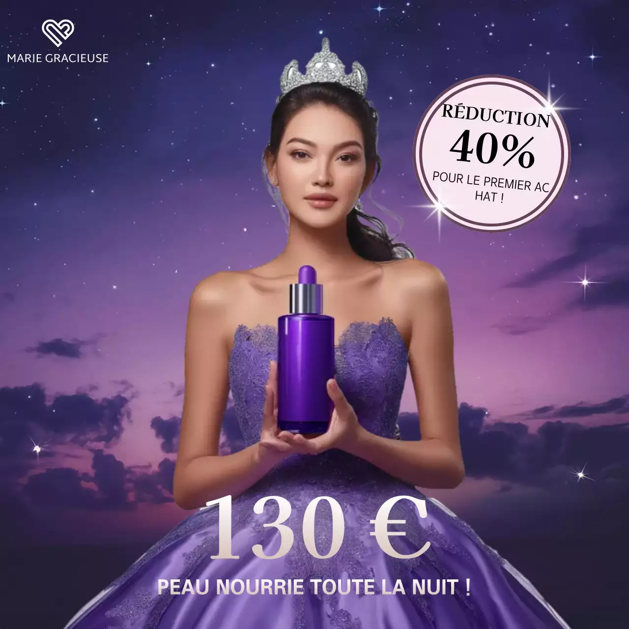 Purple Elegant Skincare Advertisement (publicité pour les soins de la peau)