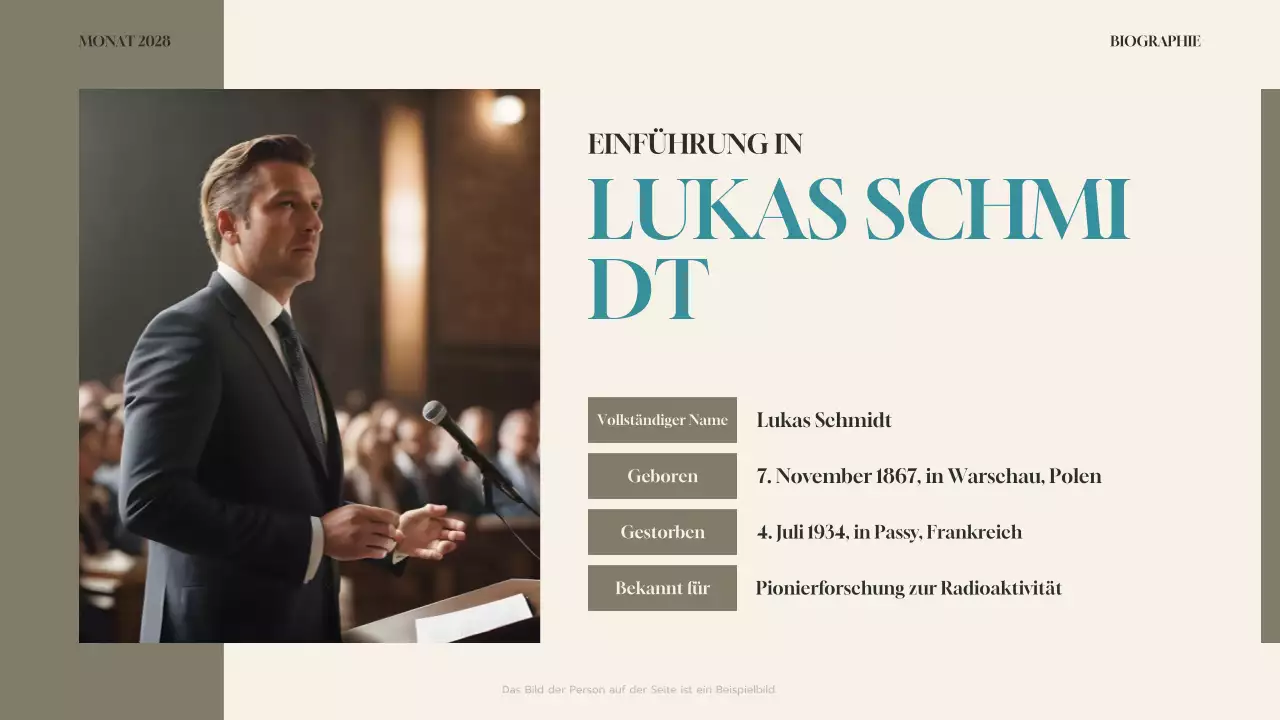 teal moderne biographie präsentation