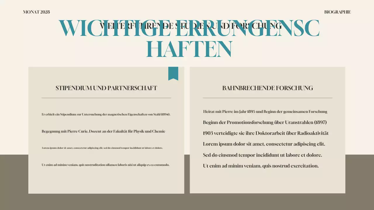 teal moderne biographie präsentation