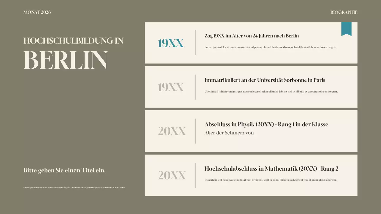 teal moderne biographie präsentation