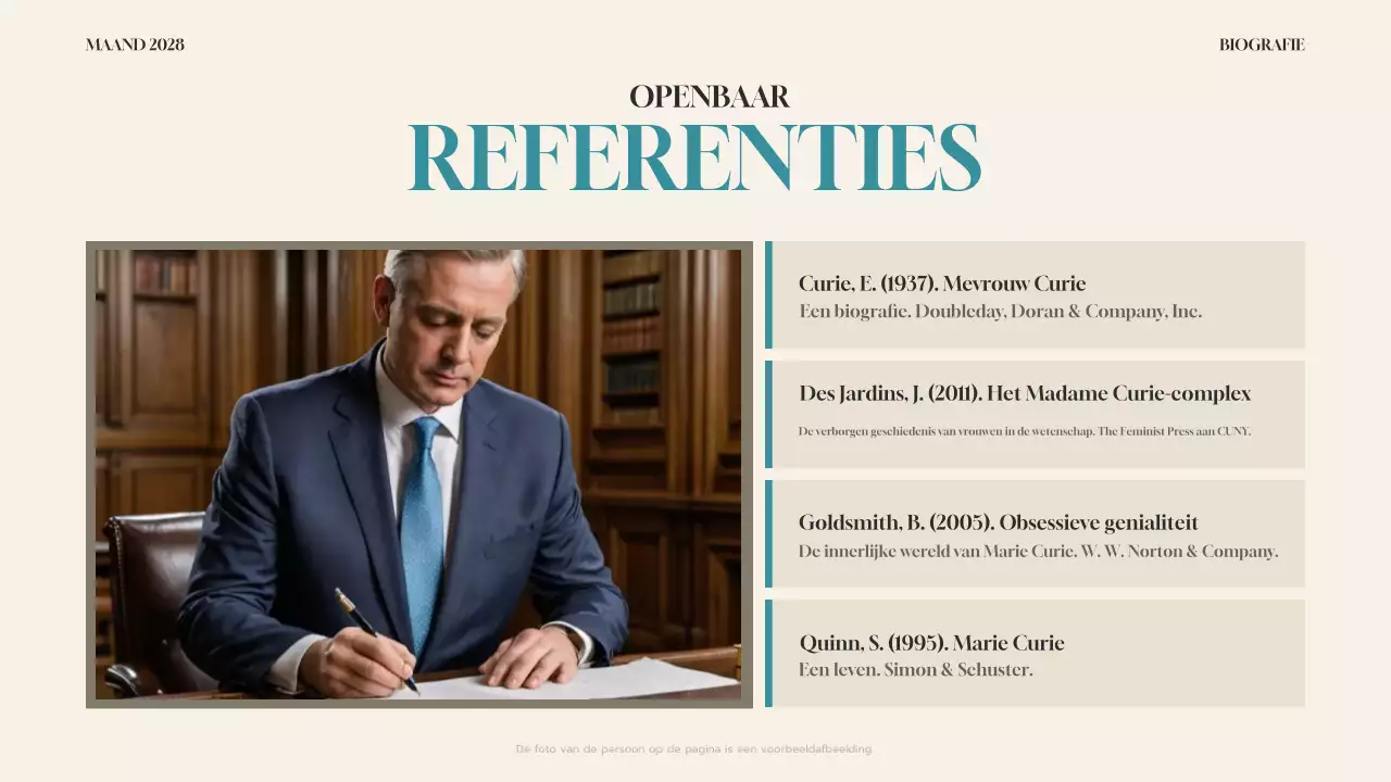 teal moderne biografie presentatie