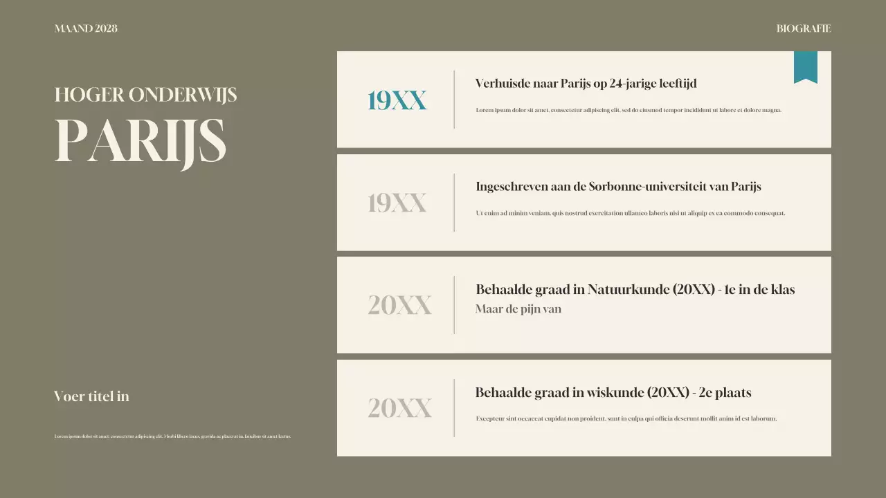 teal moderne biografie presentatie