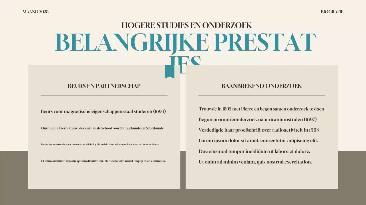 teal moderne biografie presentatie