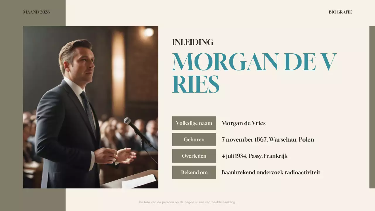 teal moderne biografie presentatie