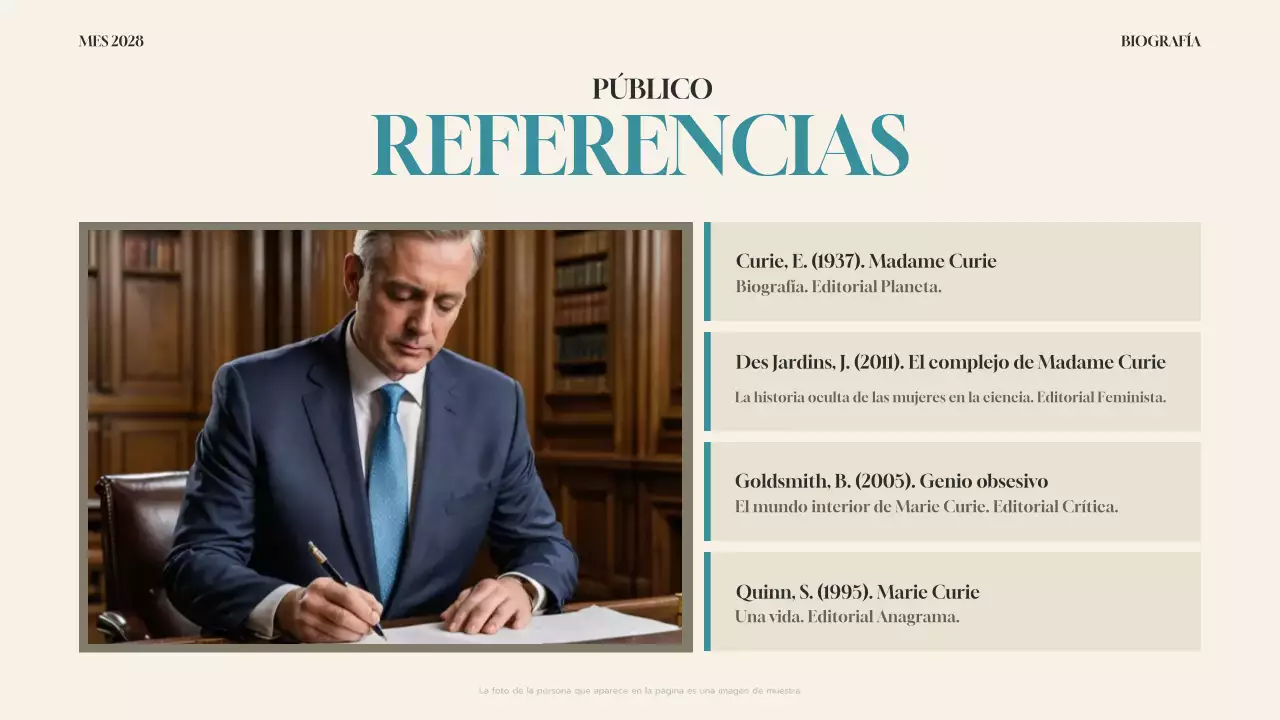 presentación de la biografía moderna de teal