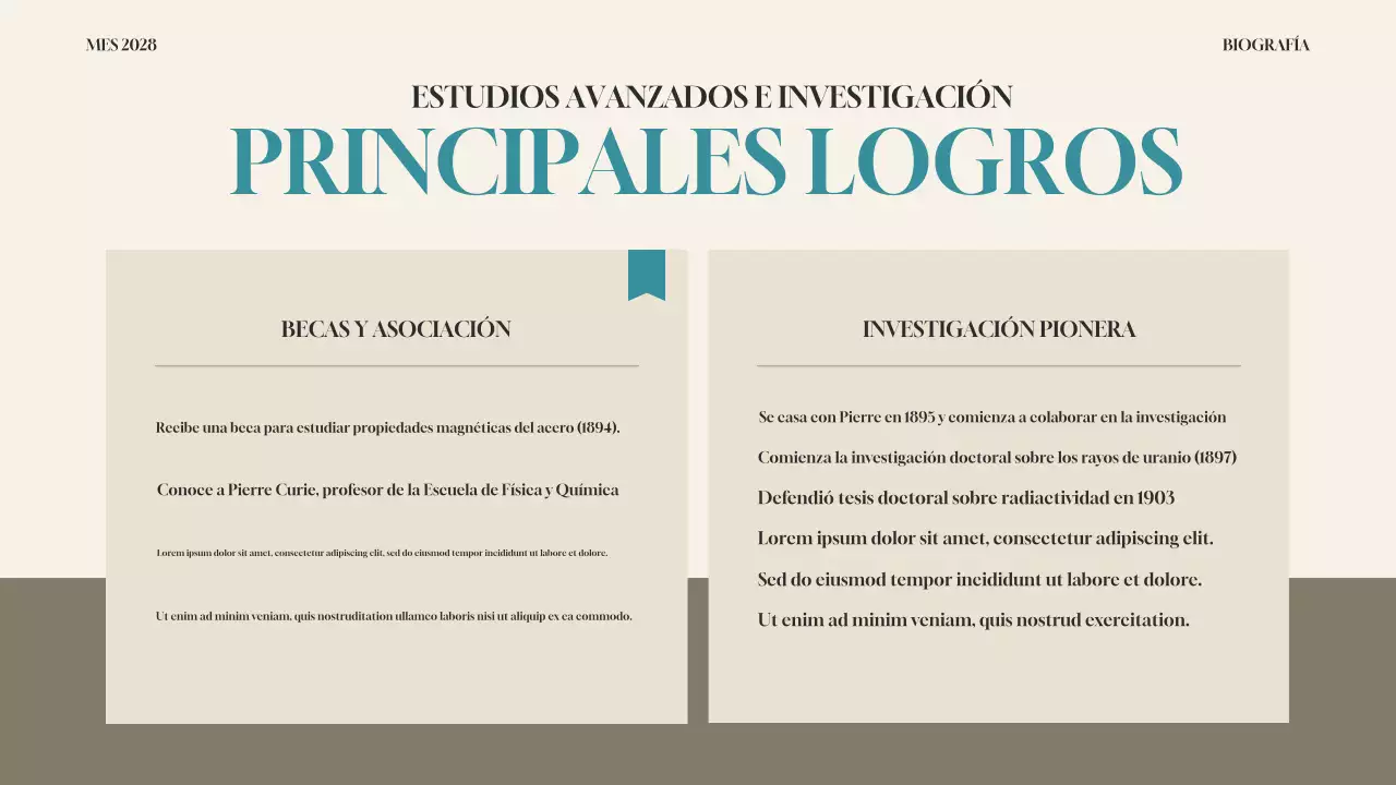 presentación de la biografía moderna de teal