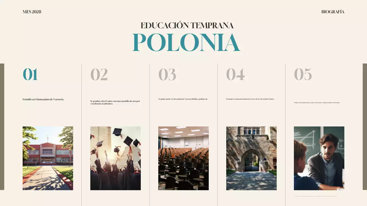 presentación de la biografía moderna de teal