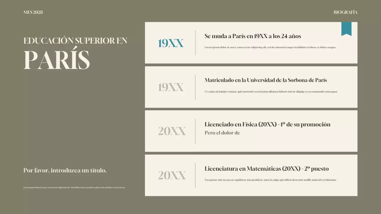 presentación de la biografía moderna de teal