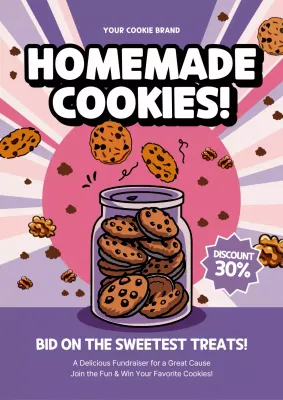 Pink and Purple Homemade Cookies Promotion Poster