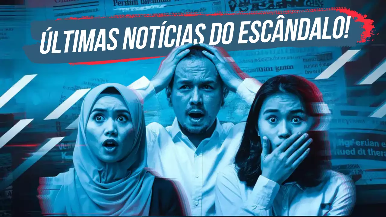 anúncio de notícias do escândalo a negrito azul