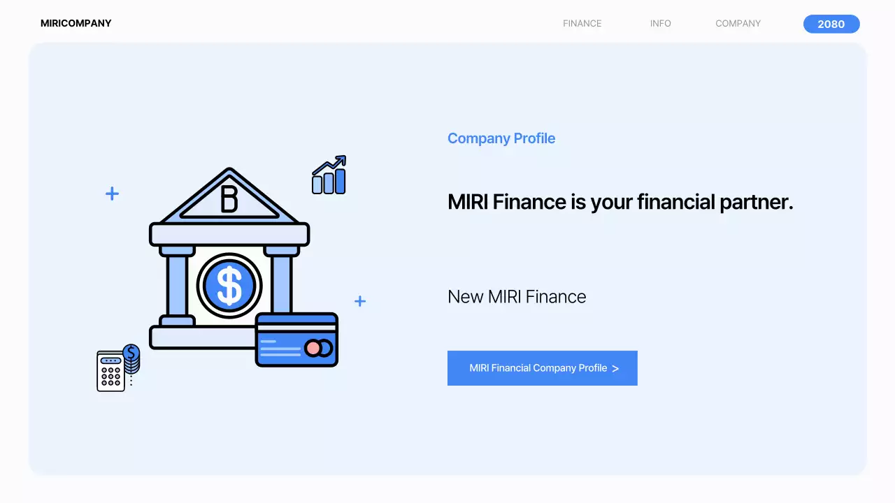 Simple financial company profile in blue