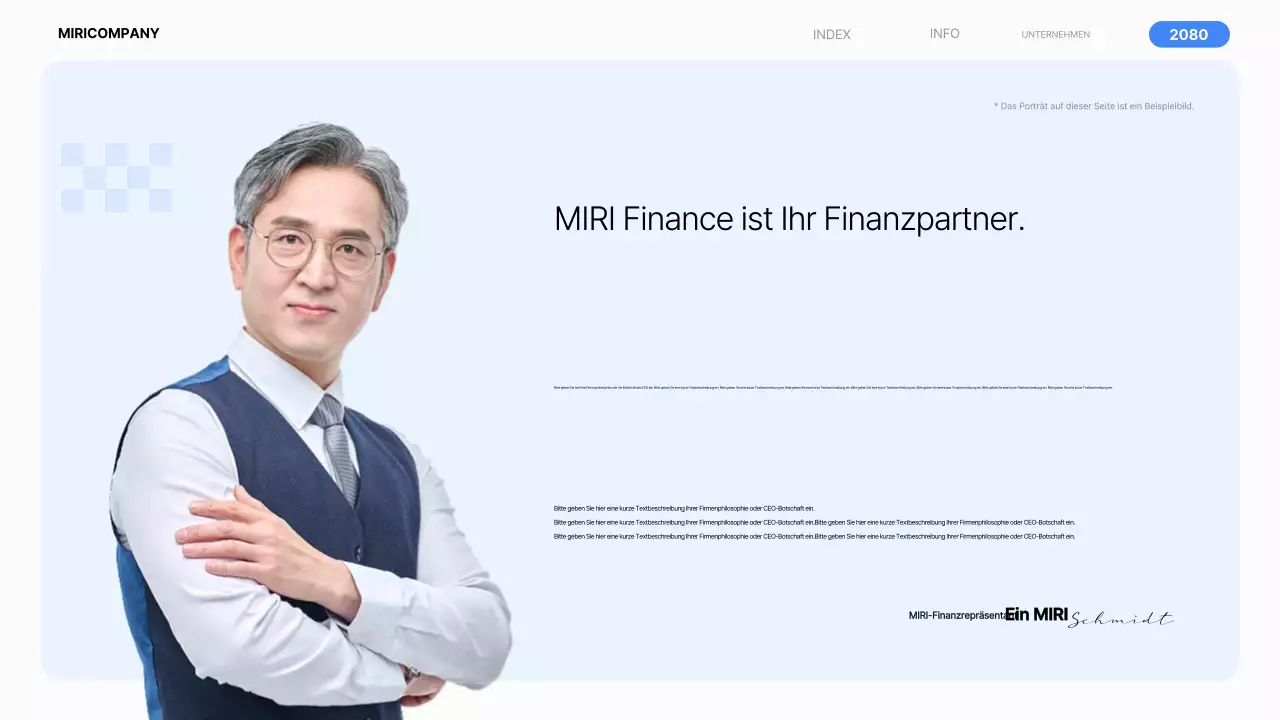 Ein einfaches Finanzunternehmensprofil in Blau