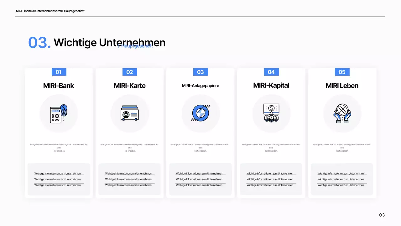 Ein einfaches Finanzunternehmensprofil in Blau