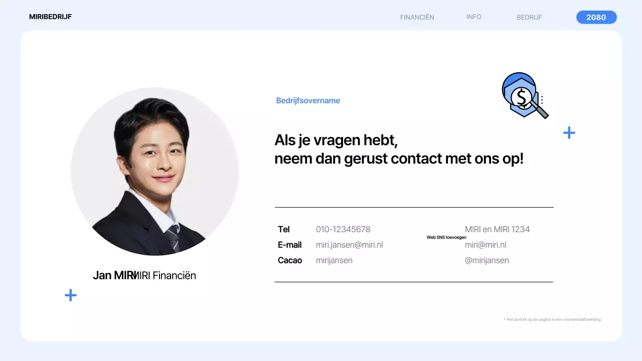 Een eenvoudig financieel bedrijfsprofiel in blauw