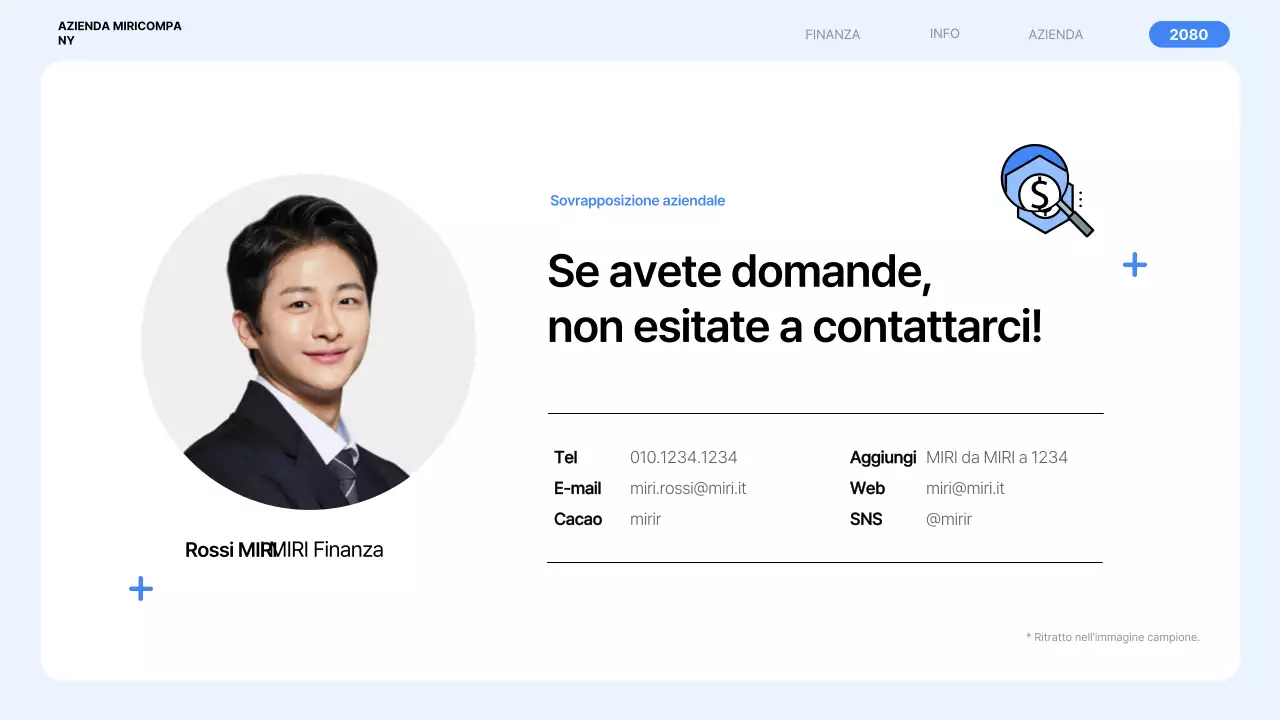 Un semplice profilo di società finanziaria in blu