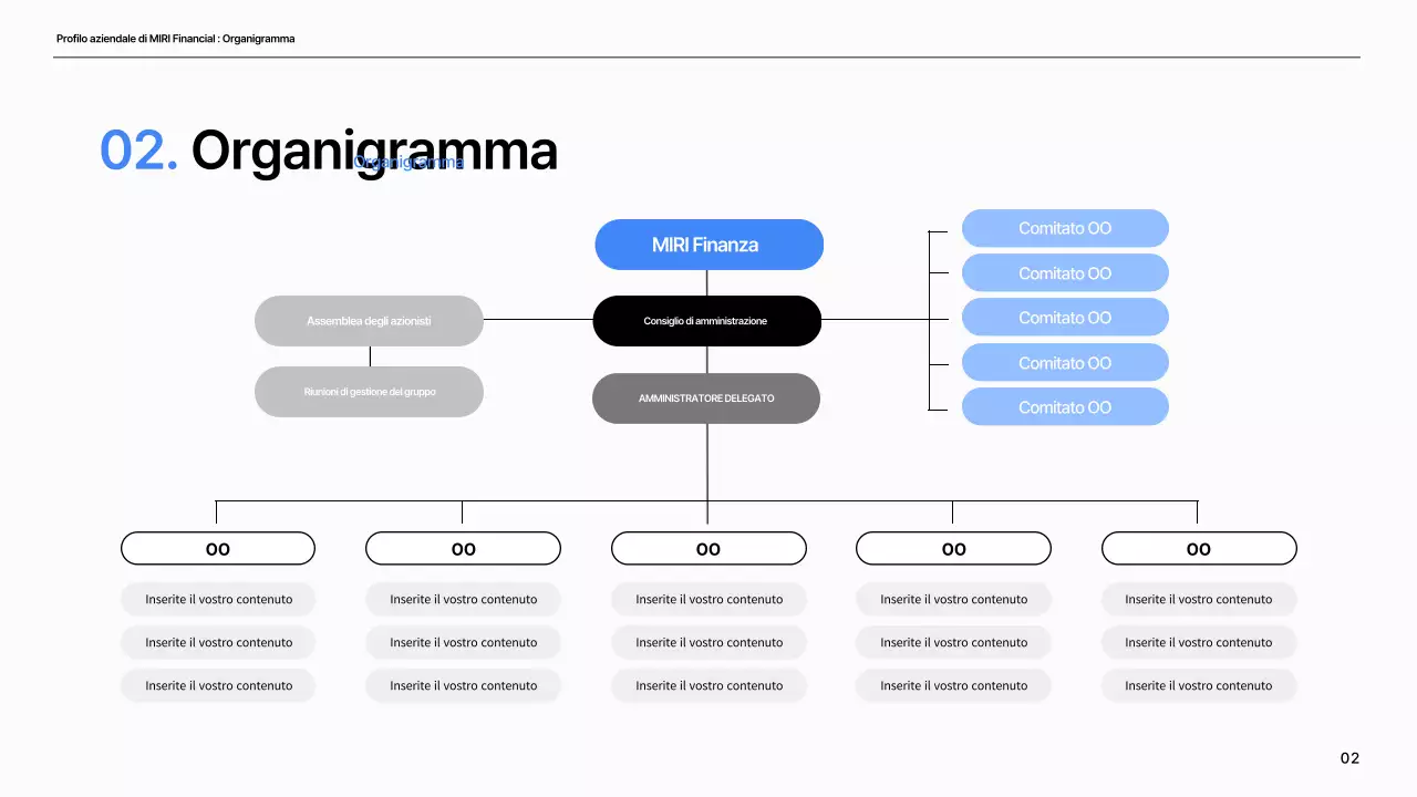 Un semplice profilo di società finanziaria in blu