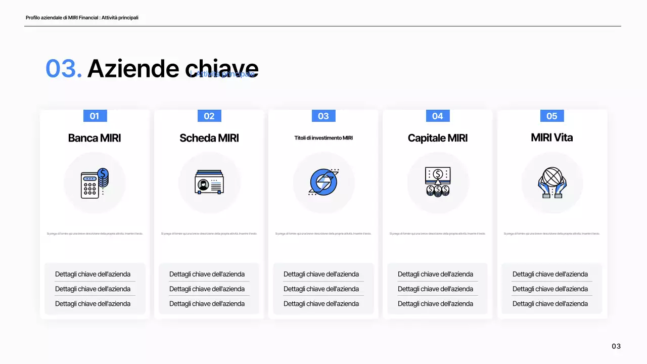 Un semplice profilo di società finanziaria in blu