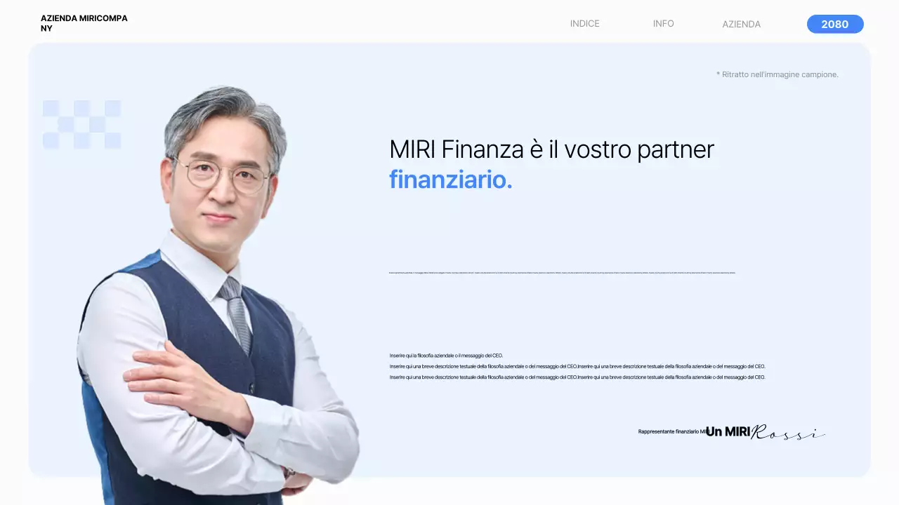 Un semplice profilo di società finanziaria in blu