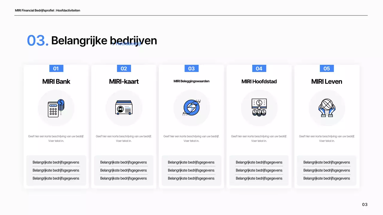 Een eenvoudig financieel bedrijfsprofiel in blauw