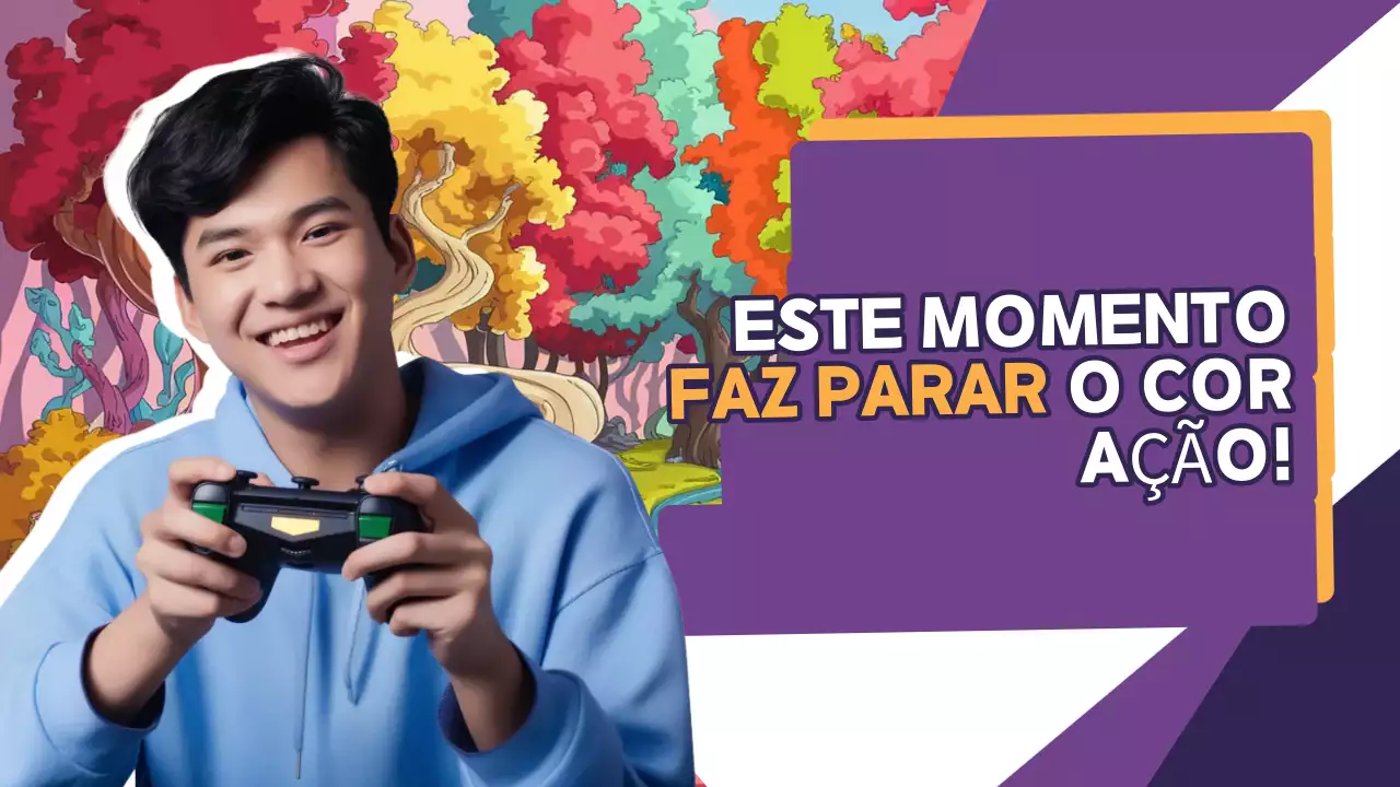 Anúncio de jogos modernos e coloridos