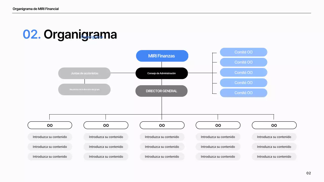 Un sencillo perfil de empresa financiera en azul