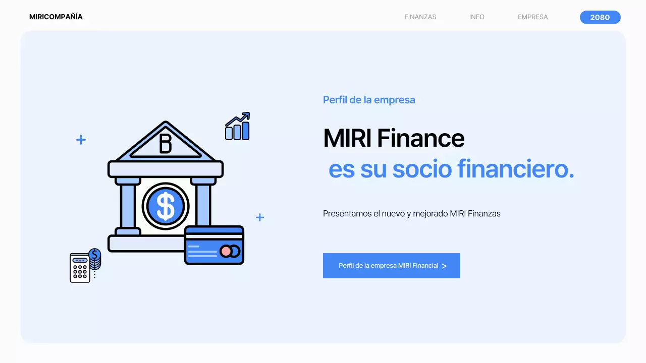 Un sencillo perfil de empresa financiera en azul