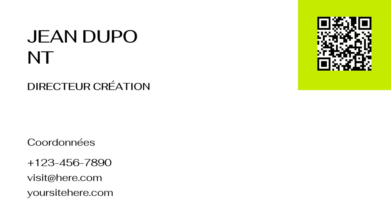 carte de visite moderne en néon