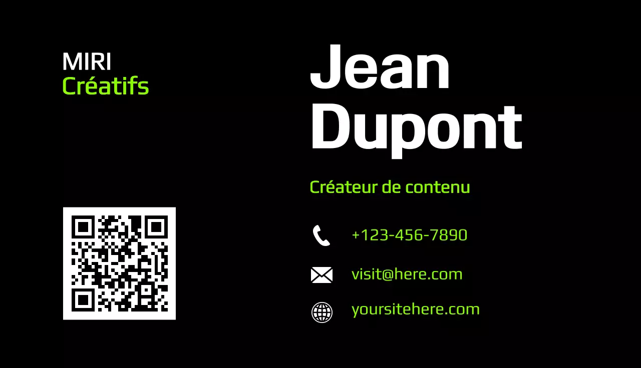 carte de visite moderne noire