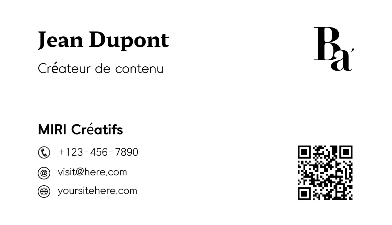 carte de visite moderne noire