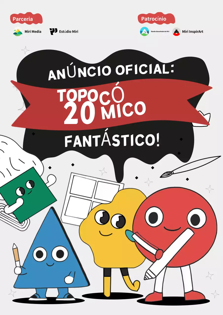 Anúncio do concurso de banda desenhada vermelha