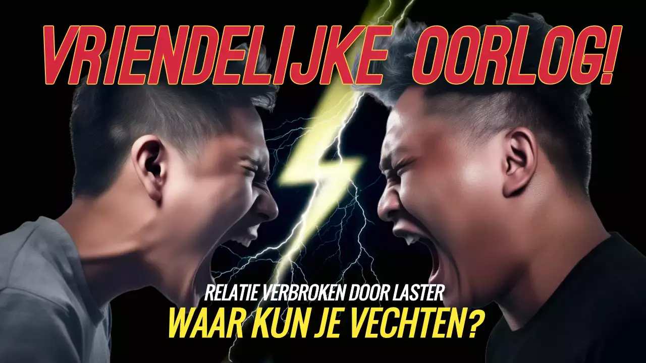 zwarte vetgedrukte conflictaankondiging