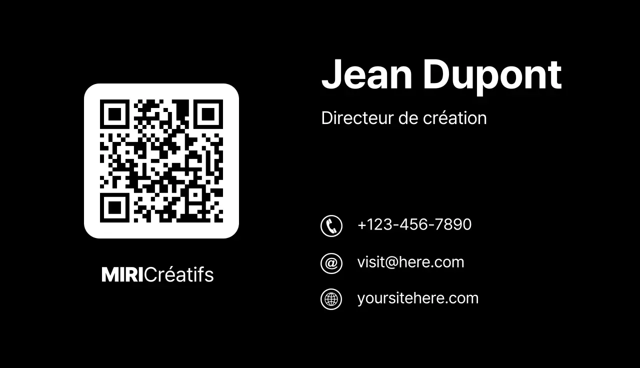 carte de visite moderne noire