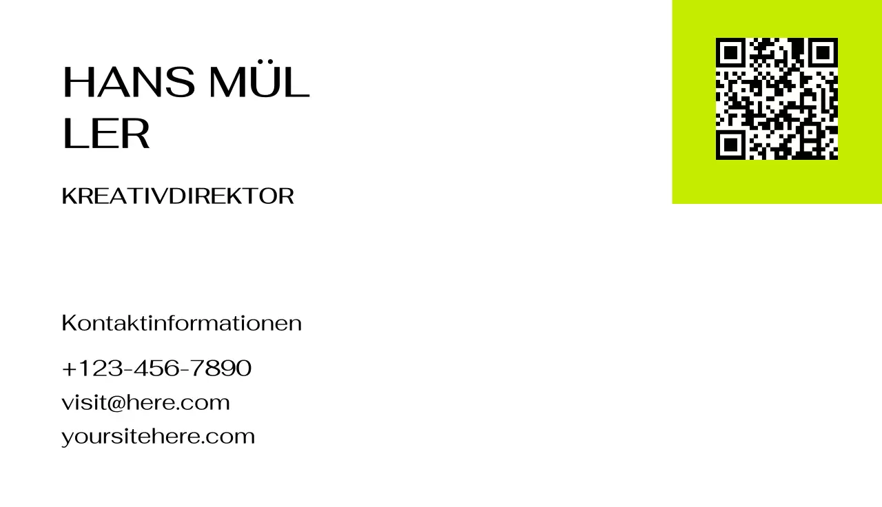 neonfarbene moderne Visitenkarte