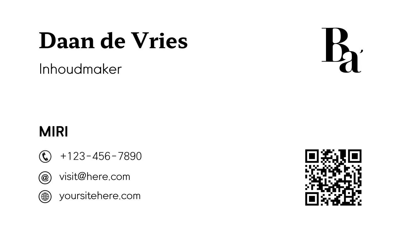 zwart modern visitekaartje