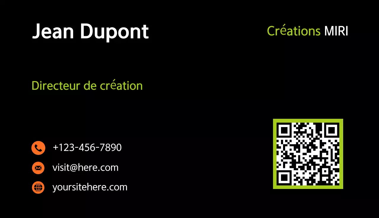 carte de visite moderne verte