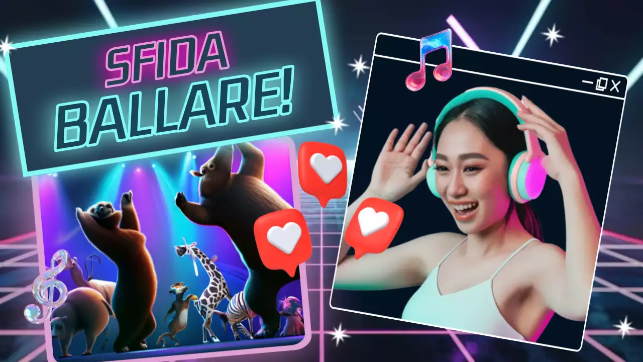 pubblicità della sfida di danza trendy al neon