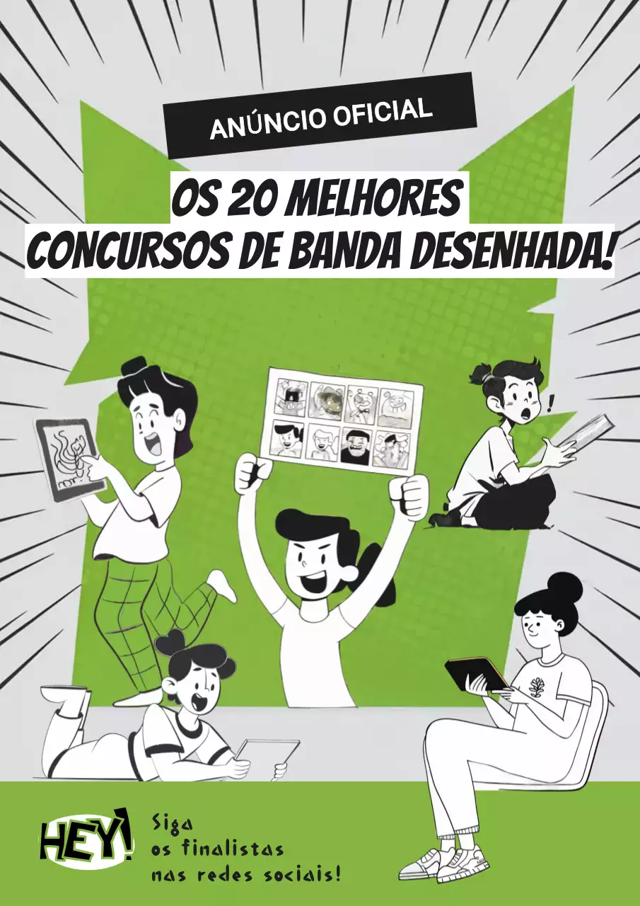 Anúncio do concurso de banda desenhada verde