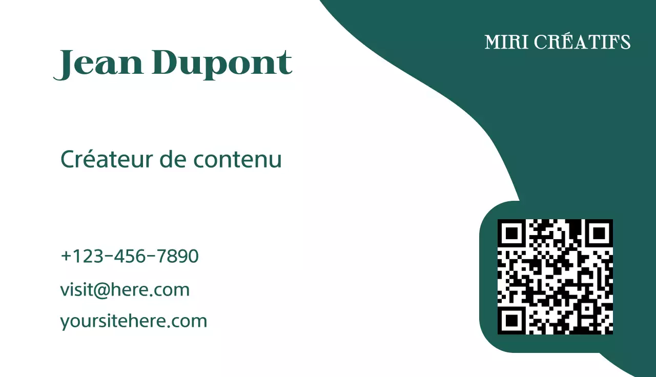 carte de visite moderne verte