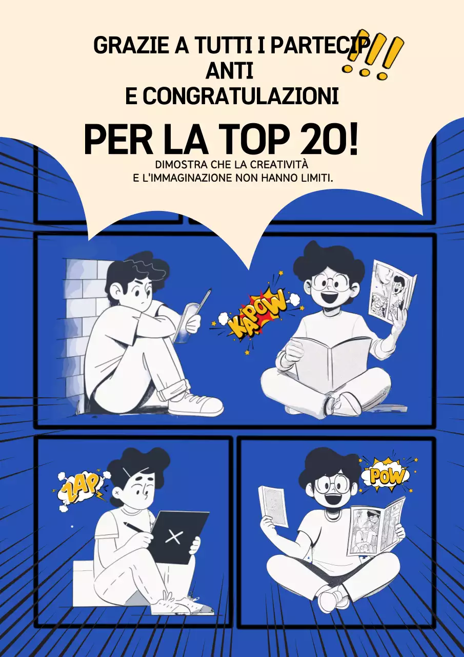 Annuncio di creatività del fumetto blu
