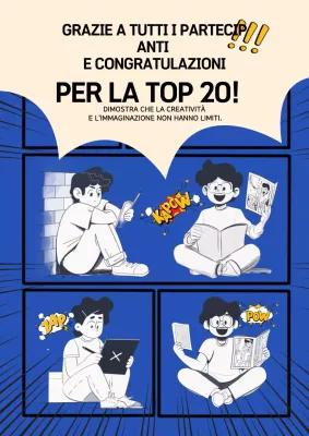 Annuncio di creatività del fumetto blu