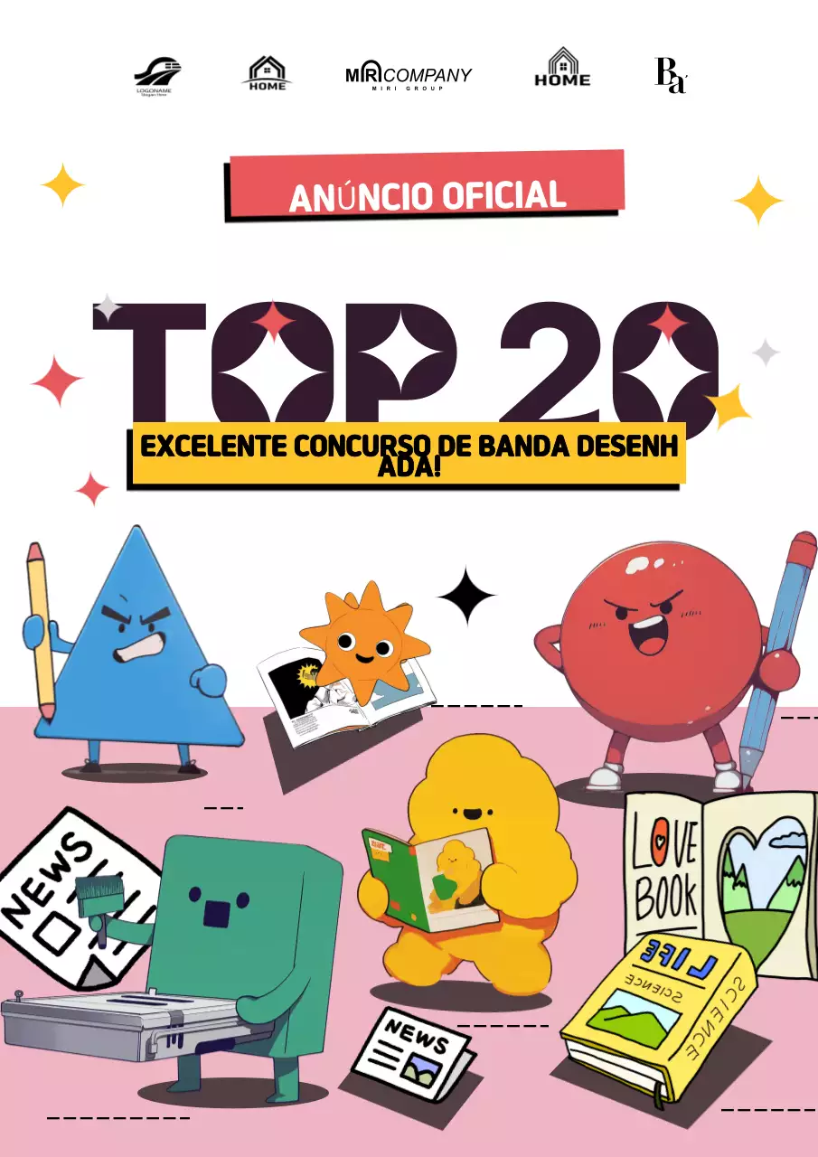Anúncio do concurso de banda desenhada colorida