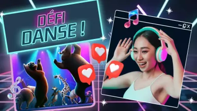 publicité pour le défi de la danse branchée au néon