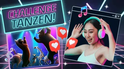 neon trendy dance challenge anzeige
