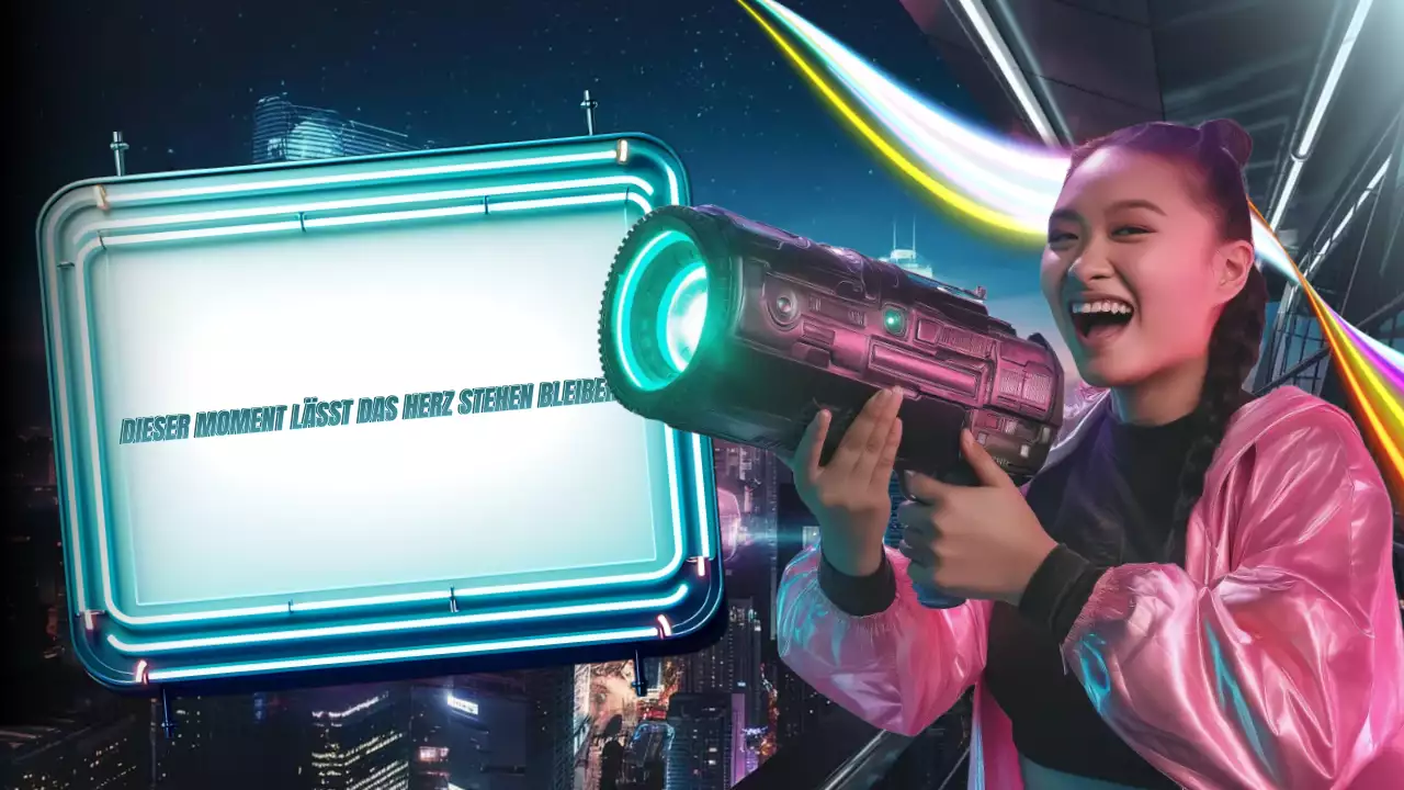 neonfarbene futuristische Spielewerbung
