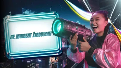 publicité pour un jeu futuriste au néon