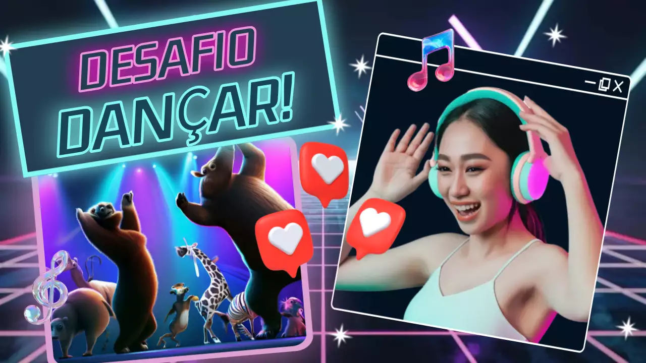 anúncio do desafio de dança neon trendy